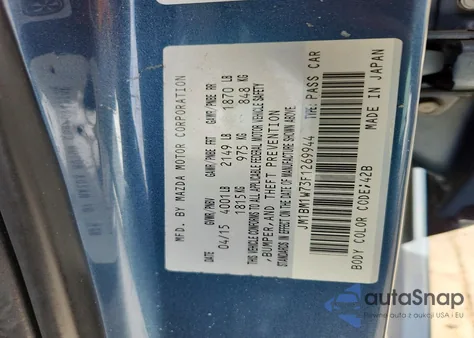 2015 Mazda 3 Grand Touring z USA, uszkodzony, nr VIN JM1BM1W73F1269944